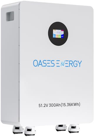 Oasesenergy Batterie Lithium LiFePO4 48V 300Ah avec BMS 200A, 51,2V 15kWh Batterie de Stockage LiFePO4, écran LCD Tactile pour Stockage Solaire, Stockage d'énergie pour la Maison