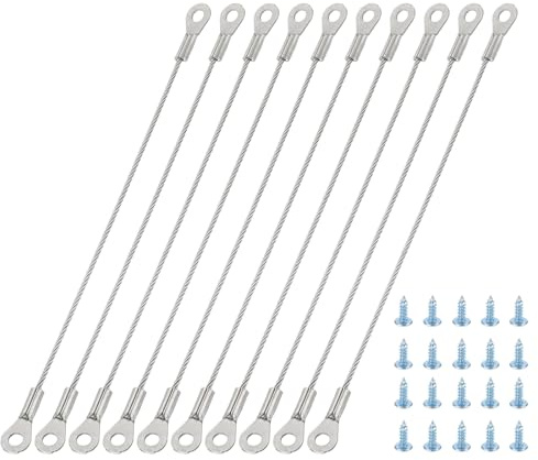 sourcing map 15Pcs Cabinet Door Restraint, 6 x 0.06 Wire Dia 304 Stainless Steel Cabinet Hinge Limiter Open Angle Protector with Screws for Restricting Door Swing and Ornament Hanging