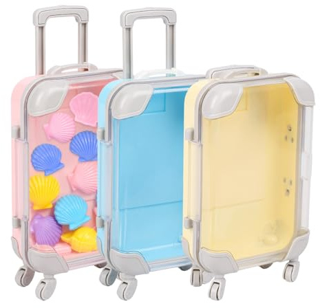 3 Stück Mini Koffer Geschenkbox, Rosa, Blau, Gelb, 12,5 x 8 x 3,5 cm | Geldgeschenk Reise, Geeignet Zum Verschenken Kinder