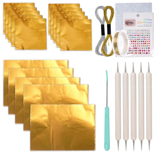 XDGBGFN Goldfolie Transferfolien, Gold Prägefolie Set Dekorativ, Goldfolie Basteln Präge Kunstset Foil Karton Gold Glanz Bastelfolie für Kunstprojekte Handwerk