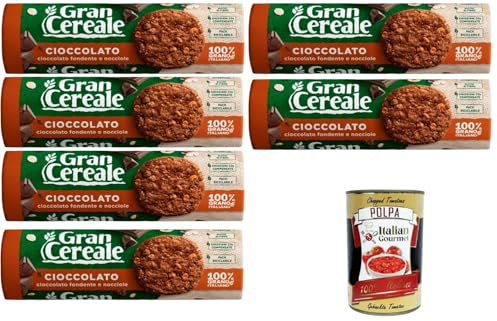 Italian Gourmet bundle für 6x 230g Gran Cereale Kekse mit dunkler Schokolade & Haselnüssen zum Frühstück + Italian Gourmet Polpa