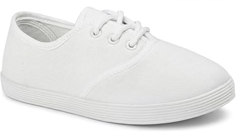 Kids Boys Girls School PE Pumps Plimsolls Shoes Unisex Children Gym Sports Trainers Black White Touch Fastening Slip On Lace Up Canvas PE Pumps Back to School