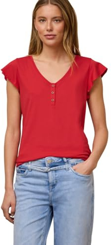 Damen Shirt mit V-Neck und Volant-Ärmeln