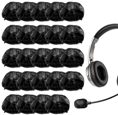 QUARKZMAN 50 Stück Einweg-Lapel-Headset-Mikrofon-Windscreen Vliesstoff Mini Größe Lavalier-Mikrofon-Windscreen Headset-Mikrofon-Abdeckungen Für Loch Ohrbügel-Headsets Lavalier-Mikrofon