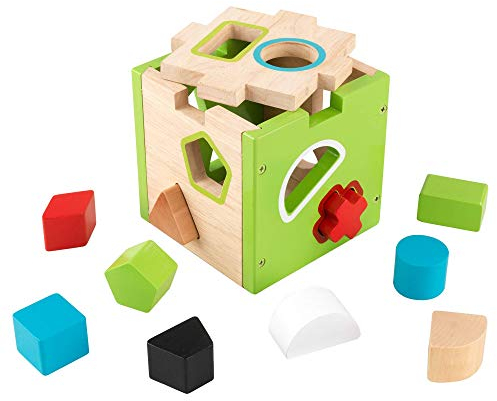 KidKraft 63247 Sortierbox Würfel aus Holz für Formen - Spielzeug für Babys, Kinder und Kleinkinder