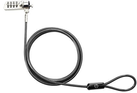 HP Bloqueo de combinación Essential - Cable antirrobo (Negro, Cerradura con combinación, Acero galvanizado, 1,22 m, 4,4 mm, 190 g)