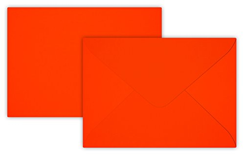 100 Mini Visitenkarten Briefumschläge Neon Orange 6 x 9 cm Verschluss-Technik: feuchtklebend, Grammatur 100 g/m²