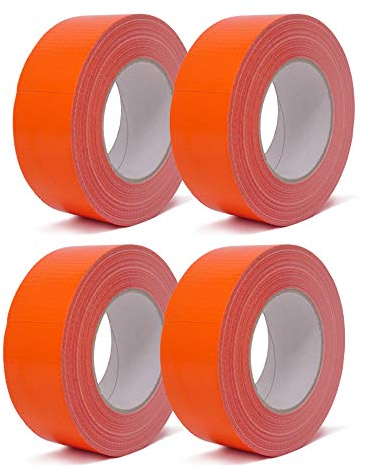 gws tapes 4 Rollen Orange Gewebeklebeband, extra stark haftendes Panzerband zum Bündeln und Fixieren, Duct Tape in verschiedenen Farben, Länge: 33 m x 48 mm breit