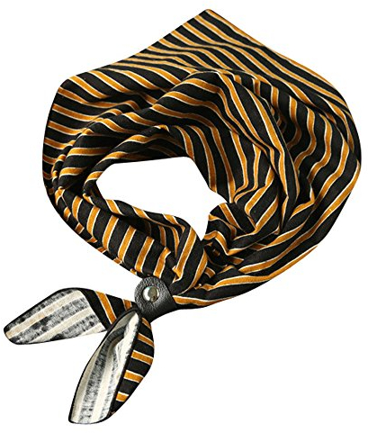 UK_Stone Damen Gelb Schwarz Streifen Gestreift Striped Bandana Kopftuch Halstuch Baumwolle Gratis Schnalle Schließe