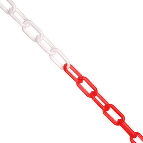 TOOLSTAR Plastic Link Chain, 6mm x 5m Barrier Plastic Chain Parking Space Barrier Road Warning Block Barrier Assorted Colours for Home Garden Warehouse Traffic - Red & White