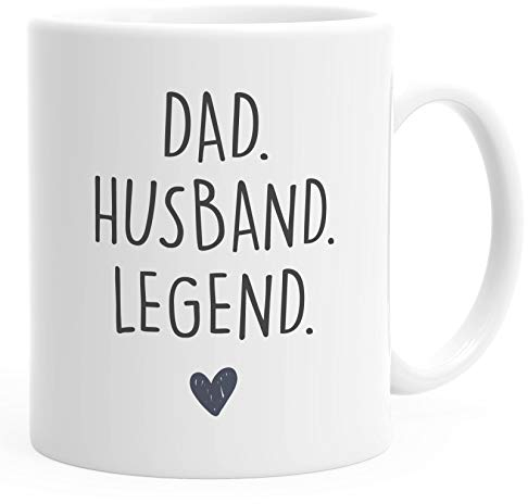 Moonworks® Kaffee-Tasse Mom Wife Boss Dad Husband Legend Geschenk Mama Papa Dad weiß Keramik-Tasse