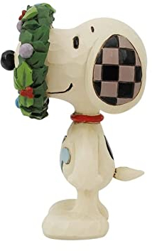 Enesco Jim Shore Peanuts Miniaturfigur Snoopy im Kranz, Mehrfarbig