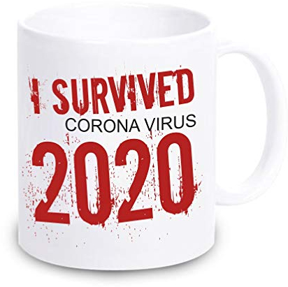 4youDesign Tasse/Kaffeebecher mit verschiedenen Motiven zum Thema Corona | lustige Geschenkidee - Gag Scherzartikel schwarzer Humor (I Survived Corona, ohne Personalisierung)