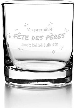 CADEAUX.COM - Verre Personnalisable - Verre à Whisky Tumbler 30cl - Idée Cadeau Personnalisé Ma première Fête des pères