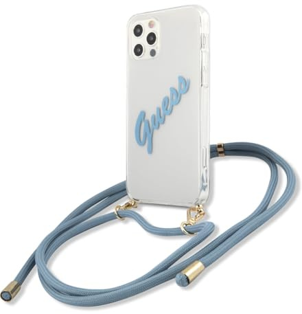 Guess GUHCP12LCRTVSBL Case for iPhone 12 Pro Max 6.7 Inch Blue Script Vintage