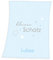 Wolimbo Babydecke mit Namen personalisiert - Motiv Kleiner Schatz hellblau - Besticktes Geschenk für Mädchen und Junge