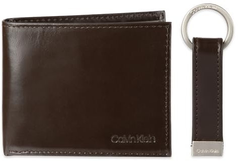 Calvin Klein Herren RFID-blockierendes Leder Bifold Wallet, braun, Einheitsgröße
