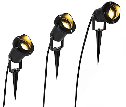 Qazqa - Modern 3-flammig Spotbalkener Set Pin Spots schwarz inkl. Kabel und Stecker IP65 - Fertig I Außenbeleuchtung - Aluminium Rund - LED geeignet GU10