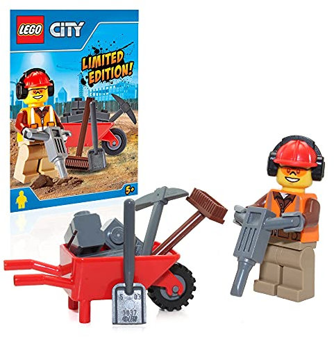LEGO City Minifigure – Travailleur de la construction avec brouette et outils