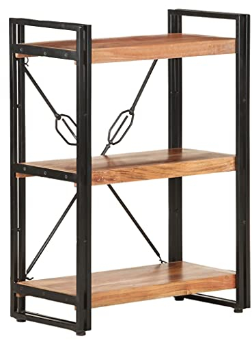 ZQQLVOO Industrie Vintage Bücherregal 3 Fächer,Organizer Bücherschrank,Bookshelf,Würfelregal,Standregal,Pflanzenregal,Raumteiler, 60x30x80 cm Akazie Massivholz