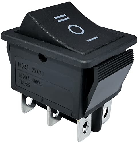 AERZETIX - C53522 - Interruptor basculante de empotrar con 3 posiciones estables ON-OFF-ON - 16A/250V AC - 32x33x22mm - con 6 pines de conexión 10mm DPDT - color negro