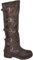 Malu Shoes Stivali biker donna alto al ginocchio marrone cinque fibbie con zip fondo gomma comfort largo comodo moda (36 EU)