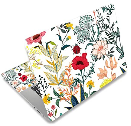 Laptop Skin Sticker Decal,12 13 13.3 14 15 15.4 15.6 inch Laptop Vinyl Skin Sticker Cover Art Protector Notebook PC (2 Wrist Pad Skins Included), Decorative Waterproof Removable, Summer Floral