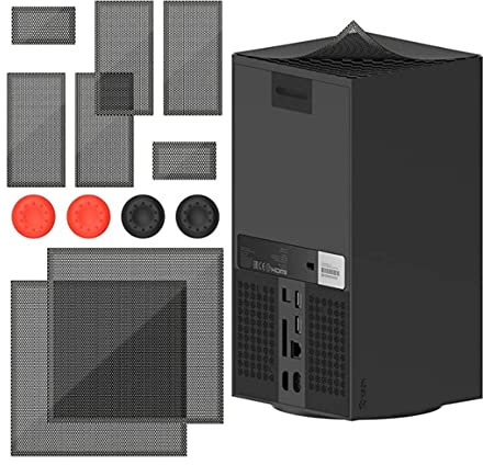 Cubierta a Prueba de Polvo la Consola para Xbox Series X, Accesorios del Kit de Cubierta de Filtro de Polvo Compatible con el Controlador(Two Sets of Dust-Proof Nets + Two Pairs of Rocker Caps)