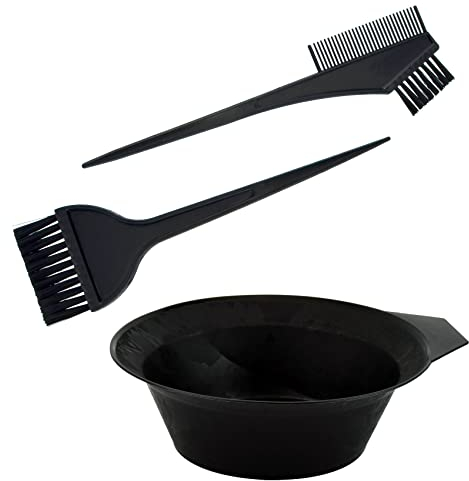 Hair Dye Brush, Hair Colouring Tools Set, Double-sided Coloring Comb Set, Hair Dyeing Kit (Black-3Pcs Set)