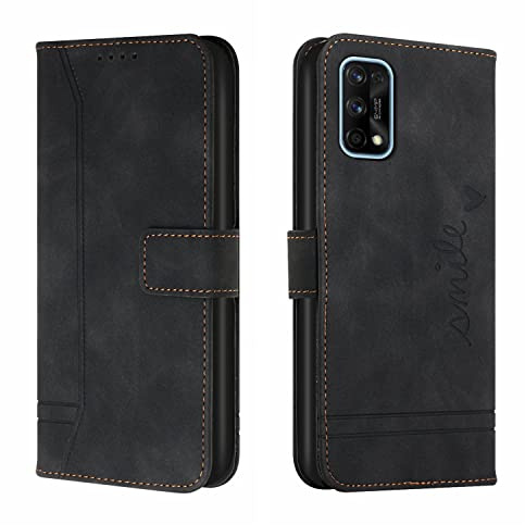 Bravoday Cover per Realme 7 PRO, Flip Custodia in Pelle PU Portafoglio Custodia per Realme 7 PRO, con Slot per Schede, Nero