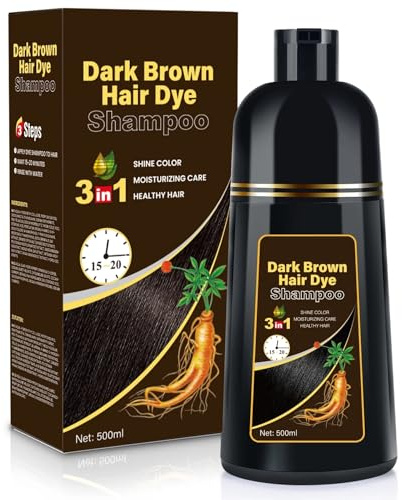 BOJICA Gray Coverage Hair Dye Shampoo, 3-in-1 Semi-Permanent Dark Brown Color Shampoo for Women & Men-500ml