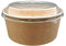 AC ALL CATERING Tazón desechable de Ensalada y Sopa marrón kraft Redondo 750 ml con tapa PET