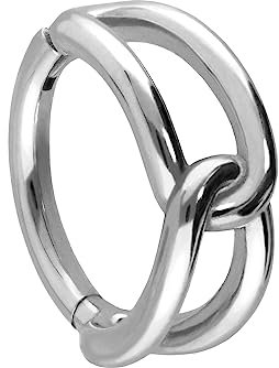 PIERCINGLINE Segmentring Clicker Chirurgenstahl Knoten Piercing Ohr Helix Conch Silberfarben 8 mm
