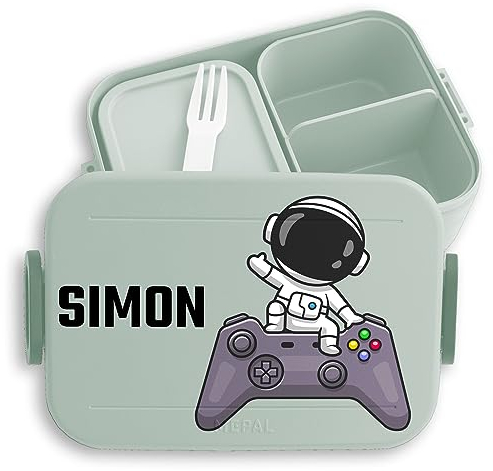 Kinder Bento Box Midi Lunchbox für Mepal Bentobox - Gaming - Astro Controller Gamepad Zocken Gamer - 900 ml - Sage Grün - brotdose jungen schule game brotbox geschenke nerds zocker kita