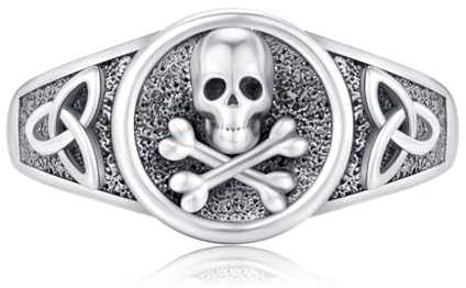 Totenkopf Ring Herren 925 Sterling Silber Verstellbare Totenkopf Ring Gothic Schmuck Totenkopf Geschenke für Männer Damen……