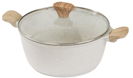 Household 32cm Stew Pot, Non Stick Aluminum Pot Soup Pot, Kitchen Smokeless Wheat Rice Stone Pot, Universal Induction Cooker Gas Stove, White (32cm)