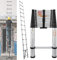 Aluminium Loft Ladder - 12.5ft/3.8M Telescopic, Heavy Duty, Non-Slip, Foldable, Max Load 150kg/330lb, Safety Ladder for Home, Adjustable Step
