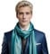 LA FERANI Herren Schal 100% Seide Chiffon Halstuch Seidenschal 180x90cm Uni Farbe für Anzug blau türkis Stola Business Style Geschenk für Ihn (Blau)