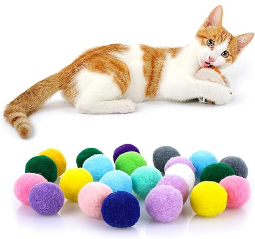 Vebetter Filzbälle für Katzen - 20 Stück Spielzeug Bälle, Katzenbälle aus Filz, Weiche Bälle, Kätzchen Pom Poms, Indoor Spielzeug, Pompon Ball 5 cm