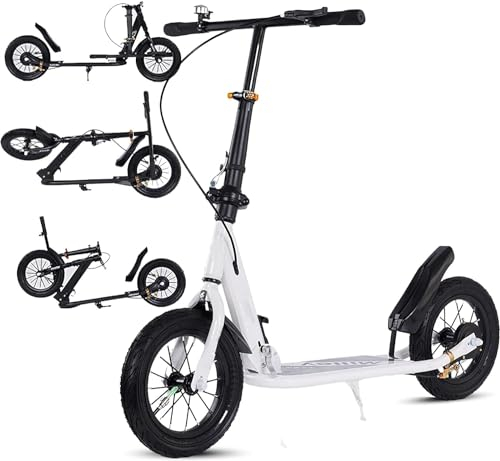 XWJBDF City Roller Erwachsene 150 Kg Tragkraft 290Mm Big Wheel Scooter, Cityroller Mit Handbremse Und Bremse, Kinder Ab 7, Höhenverstellbar Kickscooter 2