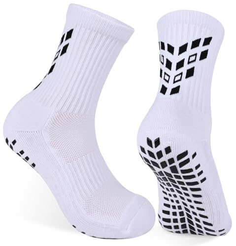 Gogogoal 4-Paar Rutschfeste Fußballstutzen halblang Herren Damen Grip Fußballsocken mit anti rutsch Sport Socken gepolsterte Soccer Rugby Handball Yoga atmungsaktive gepolstert