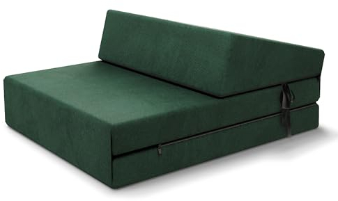 FDM Klappmatratze Suzi MINI 70x200 cm Kaltschaum Gästematratze Höhe 9 cm Härtegrad H3 Öko-Tex Allergikergeeignet Bezug Trinity Waschbar dunkelgrün