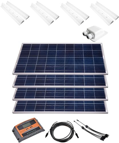 Solarset 12V Solaranlage Solarkit PV Inselanlage Wohnmobil Solarmodul Laderegler Wattzahl:400W mit Halterung