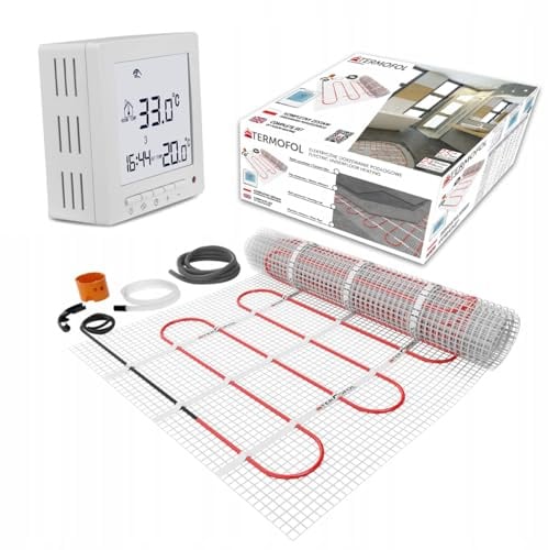 Termofol Kit Riscaldamento a Pavimento con Termostato - Riscaldamento Elettrico a Pavimento - Superficie - 9 m² - Potenza 150W/m², per Bagno, Soggiorno e Cucina - Termostato - H2