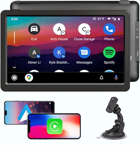 TOUTBIEN CarPlay & Android Auto, 9 Zoll Tragbares Autoradios mit Große Größe, Bluetooth 5.0, Sprachsteuerung, GPS Navigation mit Echtzeit-Verkehrsfunktion, Mirror Link Airplay für Auto/LKW/Motorhome