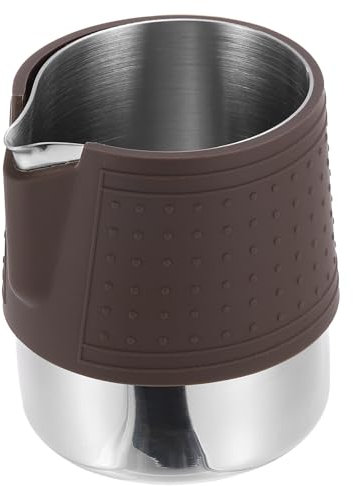 sourcing map Milk Frothing Pitcher, 12oz / 350ml Stainless Steel Milk Frother Cup Jug for Milk Steaming Pitcher Latte Art Cappuccino Coffee Espresso Accessories Tool, Brown