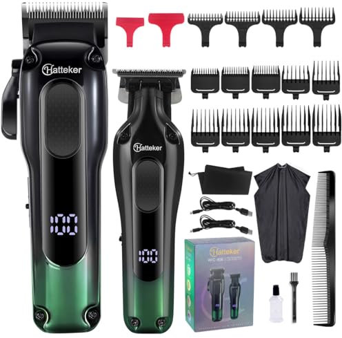 Hatteker Haarschneidemaschine Set für Herren, Haarschneider, Barttrimmer, Haartrimmer, Friseur, Rasierer, Pflegeset Wiederaufladbar Bartschneider Herren für Männer