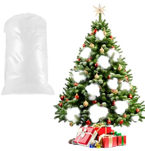 150g Fausse Neige de Noël, Neige Artificielle Décorative Noel Decoration Interieur en Ouate de Rembourrage pour Decoration Village de Noel, Nativité et Décoration de Noël