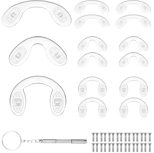 15 Pack 3 Size Nose Pads for Glasses Soft Silicone Glasses Nose Pads Screw-in Eyeglass Nose Pads U Shaped Nose Bridge Pads for Glasses Nose Pieces for Eyeglasses