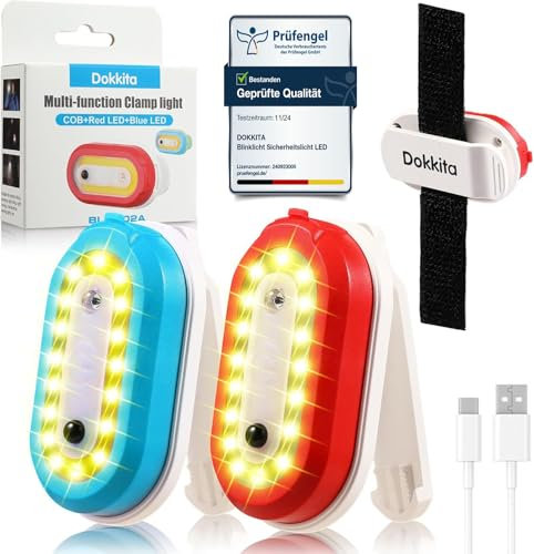 Blinklicht Schulranzen Aufladbar, Licht Schulranzen Kinder mit 4 Licht Modus, Reflektoren Schulranzen Kinder, Sicherheitslicht mit Clip für Jogger, Schultasche für Kinder, leuchtanhänger Hund -2er Set